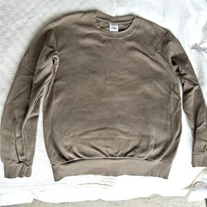 Zara crew neck sweater. Color is a dark tan